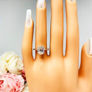 Oval CZ Engagement Ring Near Colorless Size 7.25 FINAL SALE
