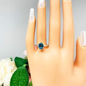 London Blue Nanocrystal Nanogem Oval Ring