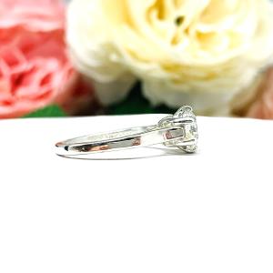 Round CZ 6 Prong Sterling Silver Engagement Ring Near Colorless CZ Weave Design Setting