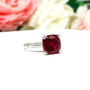 Lab Created Ruby Cushion Solitaire Ring