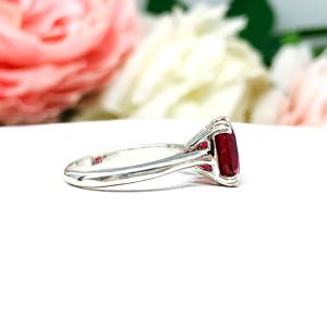Lab Created Ruby Cushion Solitaire Ring