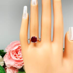 Lab Created Ruby Cushion Solitaire Ring