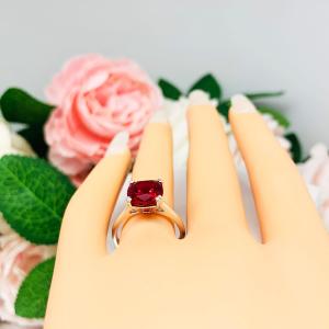 Lab Created Ruby Cushion Solitaire Ring