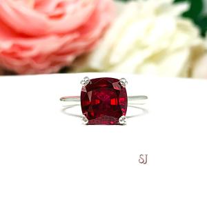 Lab Created Ruby Cushion Solitaire Ring