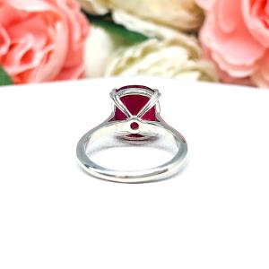 Lab Created Ruby Elongated Cushion Sterling Silver Ring