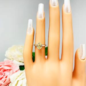 Canary Yellow Oval CZ Engagement Ring 8x6mm 1.25 Carats 6 Prong
