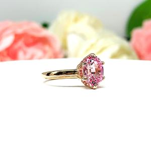 Lab Padparadscha Sapphire Oval Ring