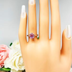 Lab Padparadscha Sapphire Oval Ring