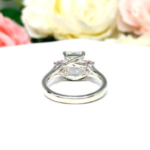 Radiant Cubic Zirconia Padparadscha Sapphire Accents Engagement Ring