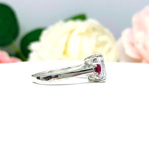 Radiant Cubic Zirconia Ruby Accents Engagement Ring