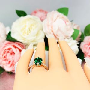 Lab Created Emerald Oval 6 Prong Ring - Sterling Silver