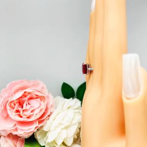 Lab Ruby 10x8mm Emerald Cut Ring