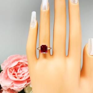 Lab Ruby 10x8mm Emerald Cut Ring
