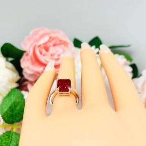 Lab Ruby 10x8mm Emerald Cut Ring