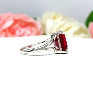 Lab Ruby 11x9mm Emerald Cut Ring