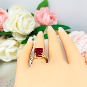Lab Ruby 11x9mm Emerald Cut Ring