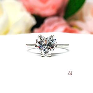 Heart 8mm Near Colorless Cubic Zirconia Engagement Ring SIZE 6 FINAL SALE