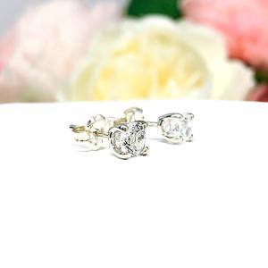 Round Lab White Sapphire Stud Earrings
