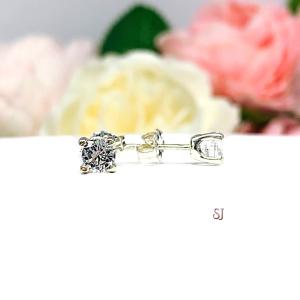Round Lab White Sapphire Stud Earrings