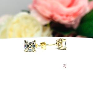 Asscher Near Colorless Cubic Zirconia Stud Earrings