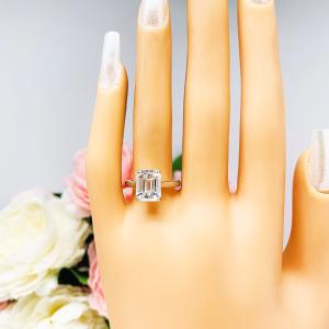 Elongated Asscher CZ Engagement Ring Size 6.5 – 10x8mm, Sterling Silver