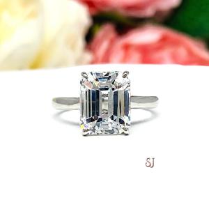 Elongated Asscher CZ Engagement Ring Size 6.5 – 10x8mm, Sterling Silver
