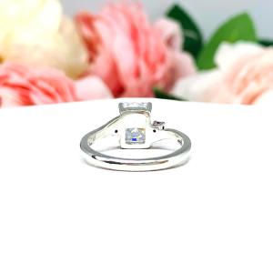 Radiant Cubic Zirconia Lab Ruby Sapphire or Emerald Accents Engagement Ring