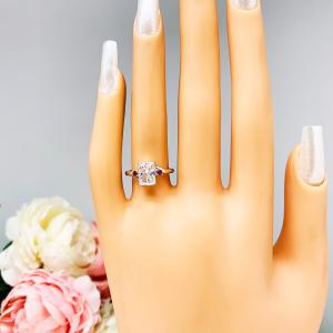Radiant Cubic Zirconia Lab Ruby Sapphire or Emerald Accents Engagement Ring
