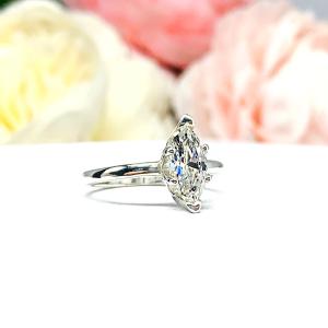 Marquise Near Colorless Cubic Zirconia 6 Prong Engagement Ring SIZE 7 FINAL SALE