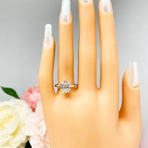Oval 10x8mm Near Colorless CZ Engagement Ring