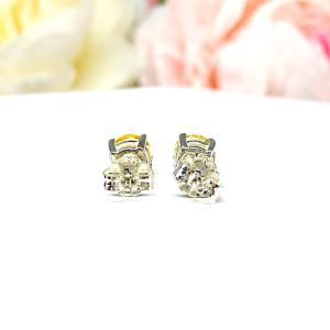 Round Genuine Golden Citrine Stud Earrings November Birthstone