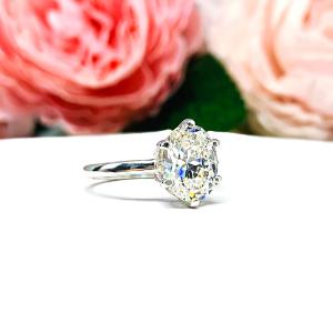 Oval 10x8mm Near Colorless CZ Engagement Ring