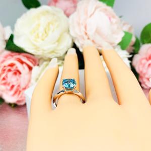 Old Mine Cut 8mm Swiss Blue Cubic Zirconia Ring