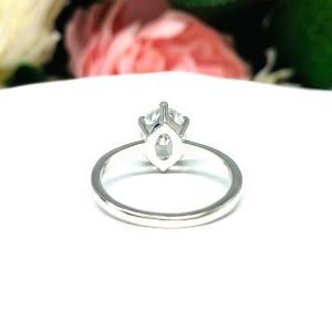 Oval Near Colorless 9x7mm Cubic Zirconia 6 Prong Engagement Ring