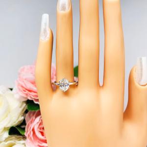 Oval Near Colorless 9x7mm Cubic Zirconia 6 Prong Engagement Ring