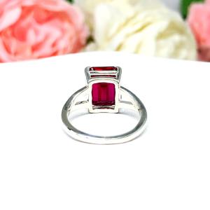 Lab Ruby 11x9mm Emerald Cut Ring