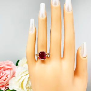 Lab Ruby 11x9mm Emerald Cut Ring