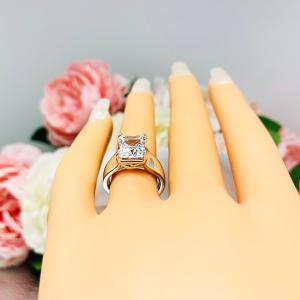 Radiant CZ Engagement Wide Band Sterling Silver Ring