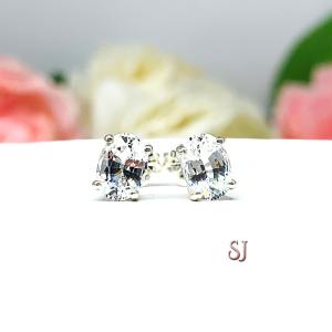 Oval Lab White Sapphire Stud Earrings