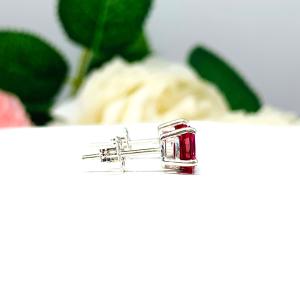 Oval Lab Ruby Stud Earrings