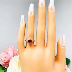 Lab Created Ruby Oval East West Horizontal Set Ring