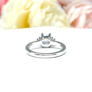 Oval Cubic Zirconia East West Horizontal Set Engagement Ring