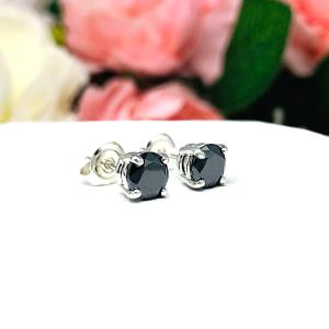 Round Black Moissanite Stud Earrings Authentic