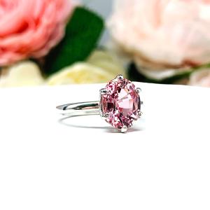 Lab Padparadscha Sapphire Oval Ring