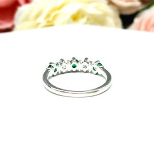 Lab Emerald 3mm Round Cubic Zirconia Five Stone Ring Size 7