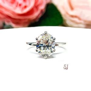 Oval 10x8mm Near Colorless CZ Engagement Ring