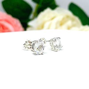 Oval Lab White Sapphire Stud Earrings