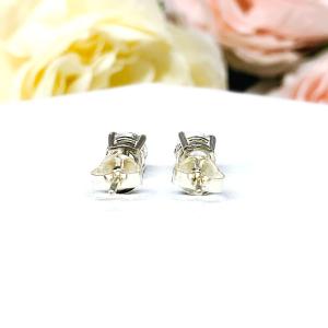 Round Lab White Sapphire Basket Stud Earrings