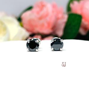 Round Black Moissanite Stud Earrings Authentic