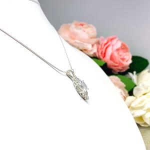 Oval Cubic Zirconia Accented Pendant With Optional Chain FINAL SALE